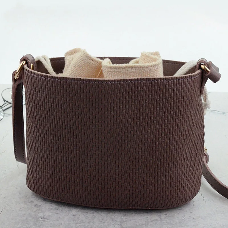 Summer Fashion Women Drawstring Straw Bags INS Popular Female Beach Travel Handbag Lady Knit Shoulder Bag Weave Crossbody SS3376 (5)
