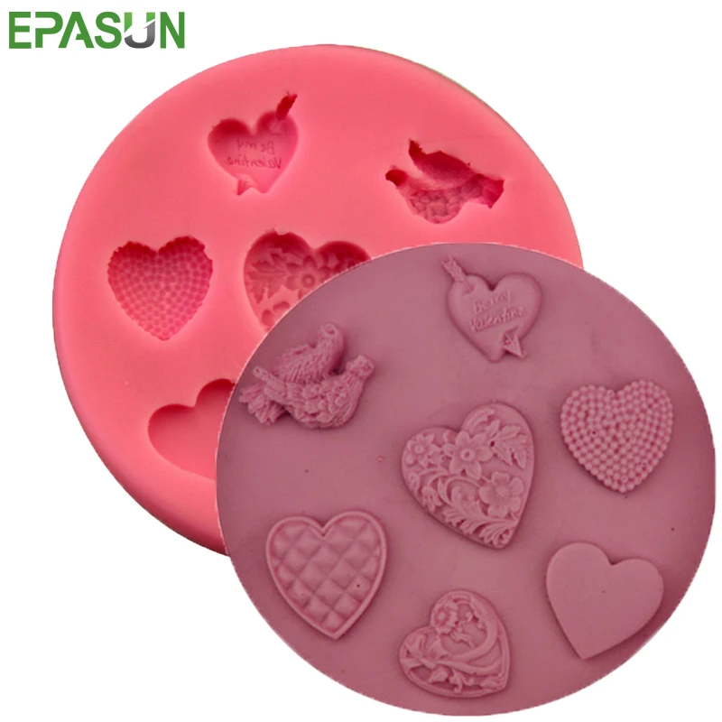 

EPASUN Silicone Soap Mold Heart Making Love Shape Silikon Form Fondant for Mold 3D Gunpaste Cake Decorating Candy Tool Handmade
