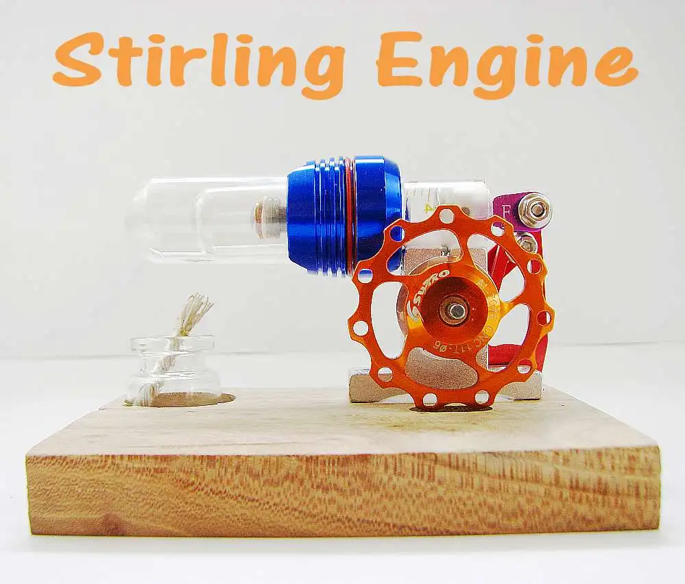 

Free piston Stirling engine Mechanical model Color flywheel Aluminum alloy rocker arm External combustion engine