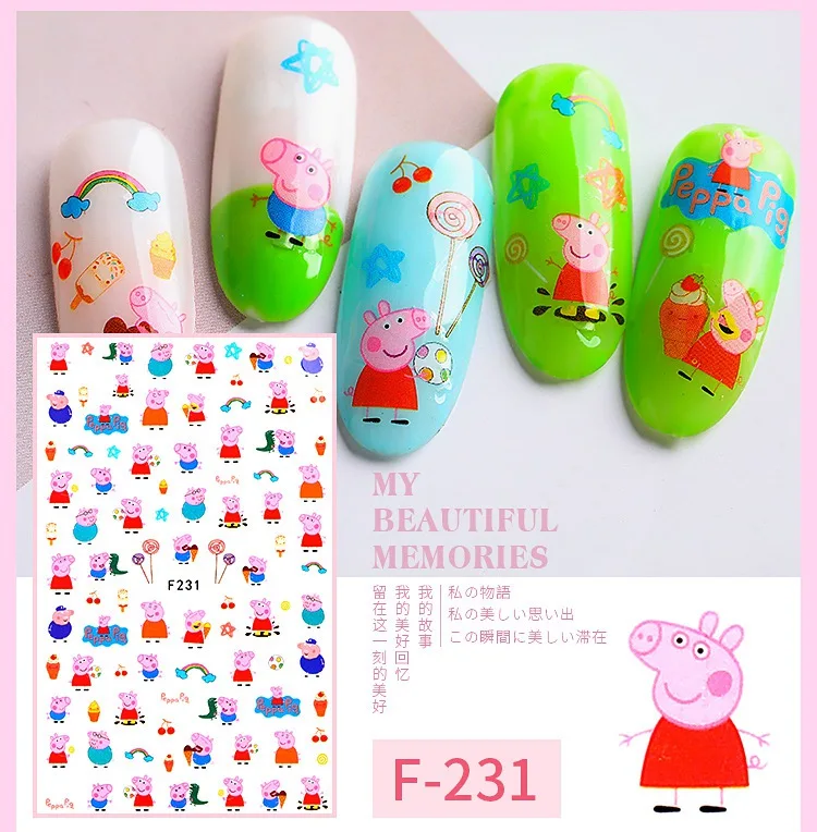 Самоклеющиеся Мультяшные наклейки для ногтей, художественное оформление ногтей, принадлежности для маникюра, инструменты, наклейки для ногтей, милая мышь, кошка - Цвет: F231