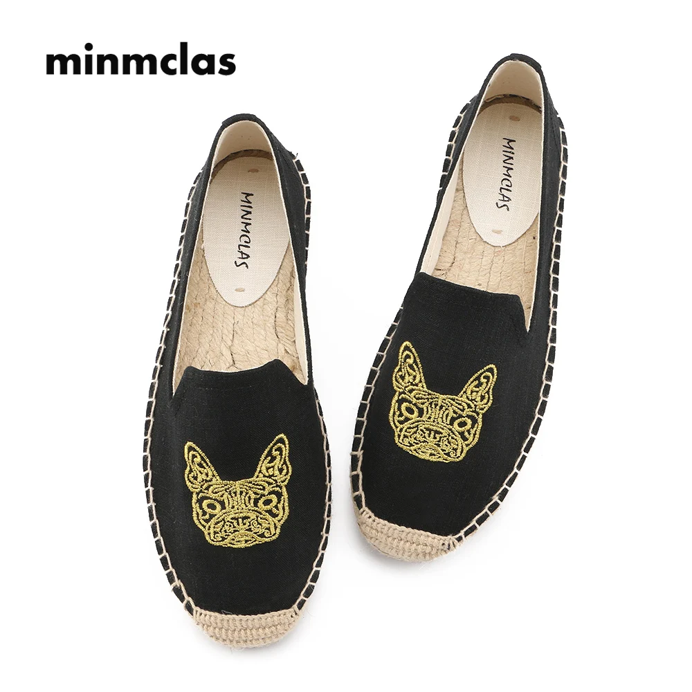 

2018 New Fashion Alpargatas Bull Dog Comfortable Slip-on Womens Casual Espadrilles Breathable Flax Hemp Canvas for Girl Shoes