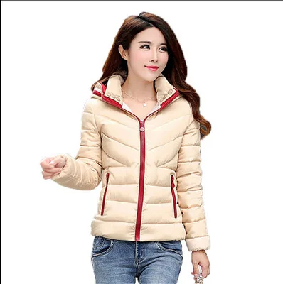 Женское элегантное зимнее теплое пальто с капюшоном, Толстая куртка, повседневное короткое пальто для женщин Inverno размера плюс 3XL - Цвет: khkai
