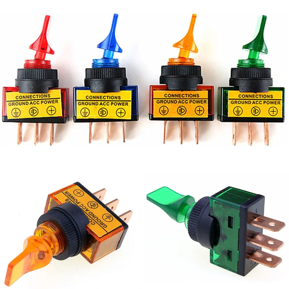 

1PCS Automotive Toggle Switch 3 Pin ON-OFF with LED Light DC12V 20A SPST Switches