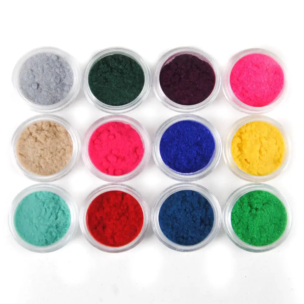Caliente 25 colores terciopelo flocado polvo conjunto decoración esmalte uñas arte punta diseño barato esmalte uñas pigmento polvo