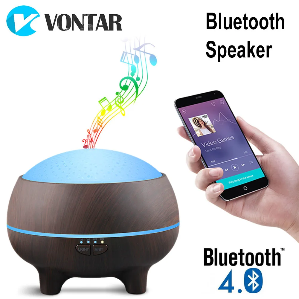 

Bluetooth Speaker Wireless Music Player 300ML Air Humidifier Essential Oil Diffuser Humidifier Mist Maker LED Aroma Indoor Home