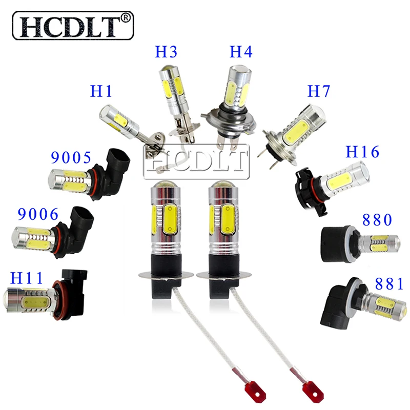 HCDLT 2PCS 7.5W High Power LED Fog Lamp Bulb H1 H3 H7 H11 9005 9006 880 881 H27 White Yellow 12V Auto Car Driving LED Lights  (15)