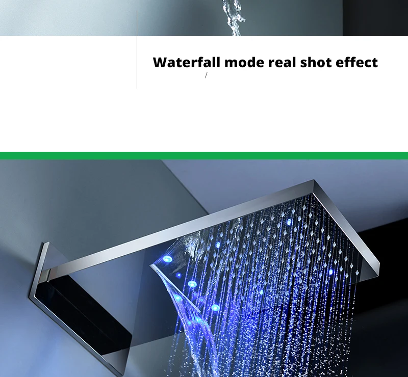 22 LED Shower System Rain And Waterfall Shower Head Water Saving Hand Shower Valve  Waterfall SPA Bath  Shower Faucets (11)
