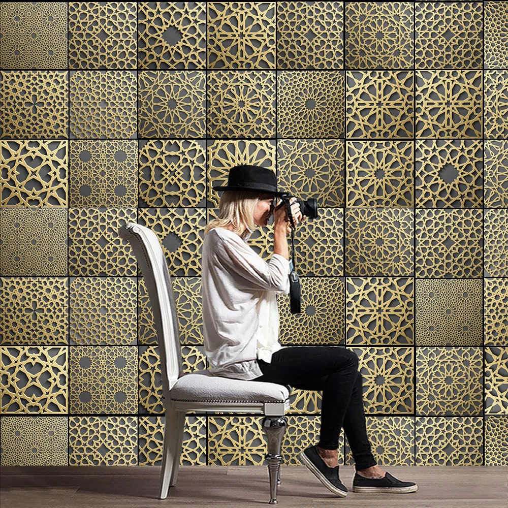 New arrival Moroccan Style Ceramic tile stickers Living room Retro wallpaper Kitchen decorate wall sticker Wholesales