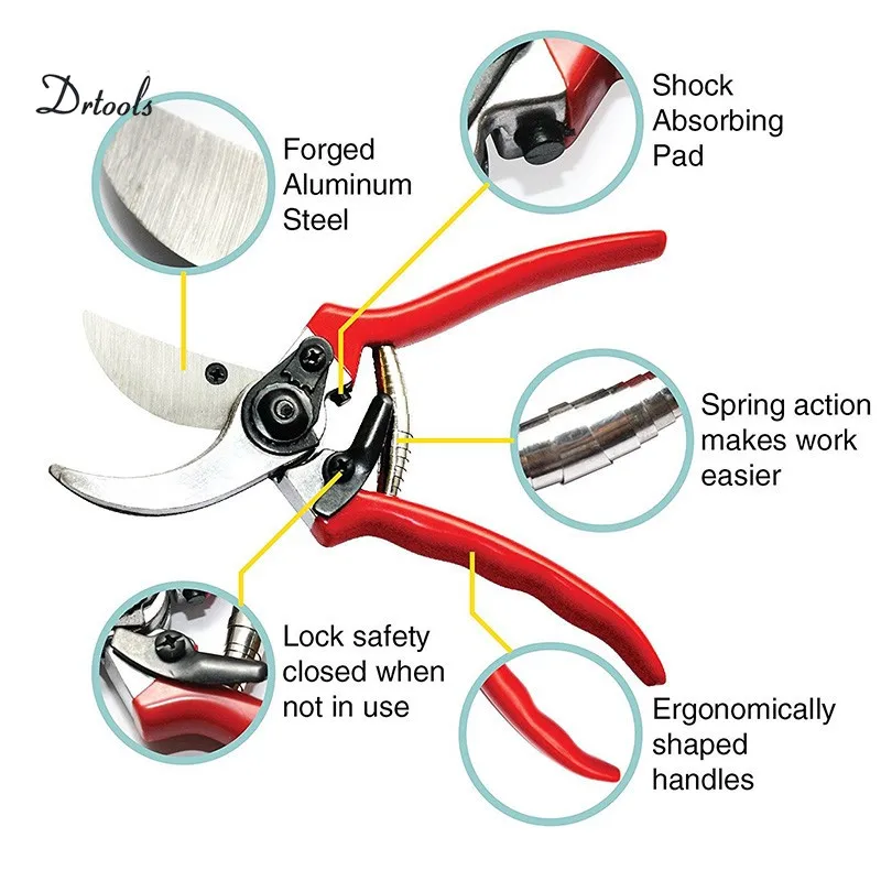 Hot Selling Pruning Shears Garden Bypass Pruners and Ergonomic Flower Cutter Grafting Tool Scissors Trimmer Cutter garden tool