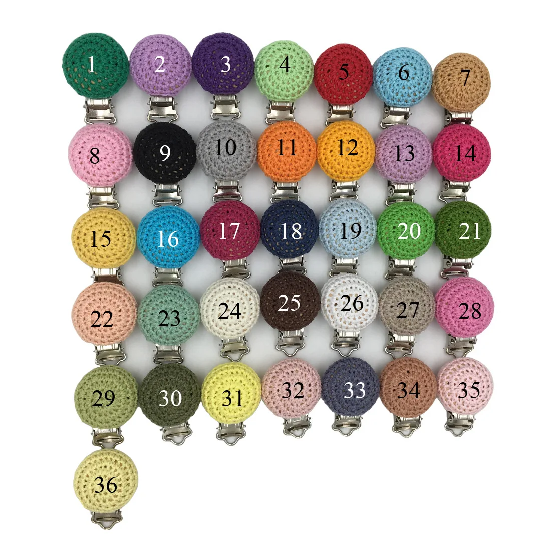 

2pcs Baby Round Crochet Pacifier Clip Holder Soother Pacifier Solid Color Infant Dummy Clips For Baby Clasps Holder Accessories