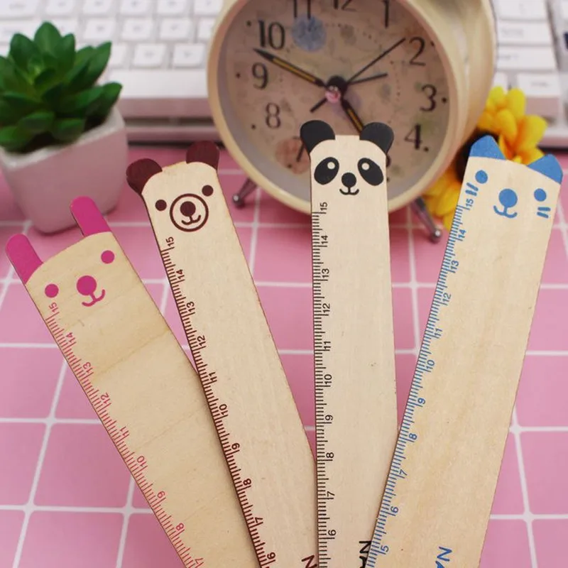 Coloffice 2PCS/Lot Lovely Creative Sweet Retro Cartoon Animals Carved Log Straight Ruler 15cm For Kid Student Office School | Канцтовары