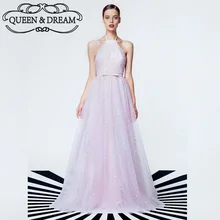 Sexy Perlen Pailletten Schärpe Tulle Halter Open Back Langer Abschlussball Kleidet Vestidos De Festa PD06