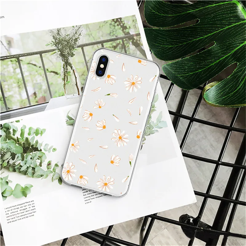 

Case For iPhone 8 Plus High Quality Hot Selling Daisy Transparent Silicone Cases Back Cover Fashion Luxury Easy To Remove Shell