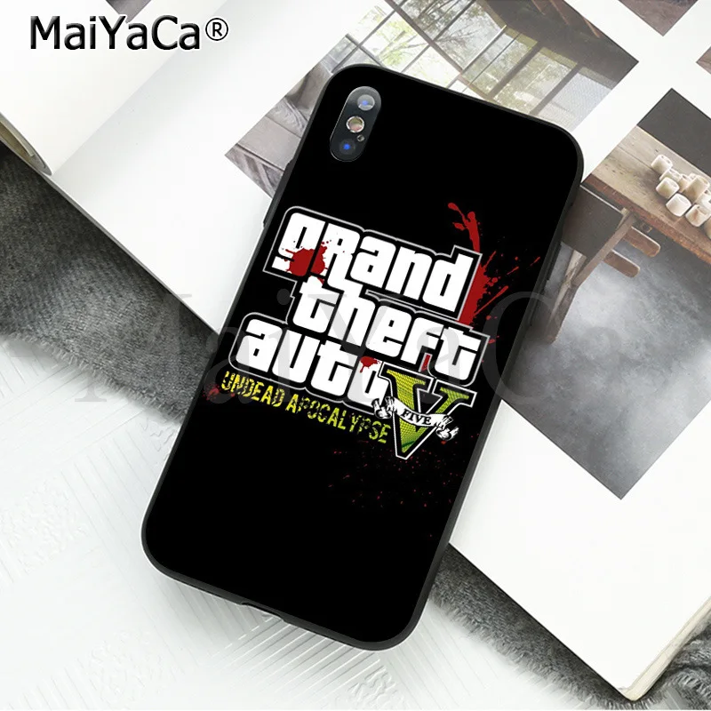 MaiYaCa rockstar gta 5 Grand Theft новое поступление черный чехол для телефона для Apple iPhone 8 7 6 6S Plus X XS MAX 5 5S SE XR