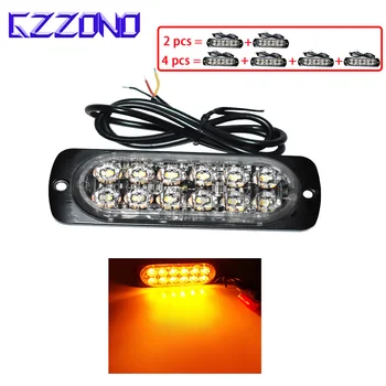 

12V24V 2/4pcs 12Led Strobe Warning Light Strobe Grille Flashing Lightbar Pickup Truck Car Beacon Lamp Amber Yellow Traffic Light