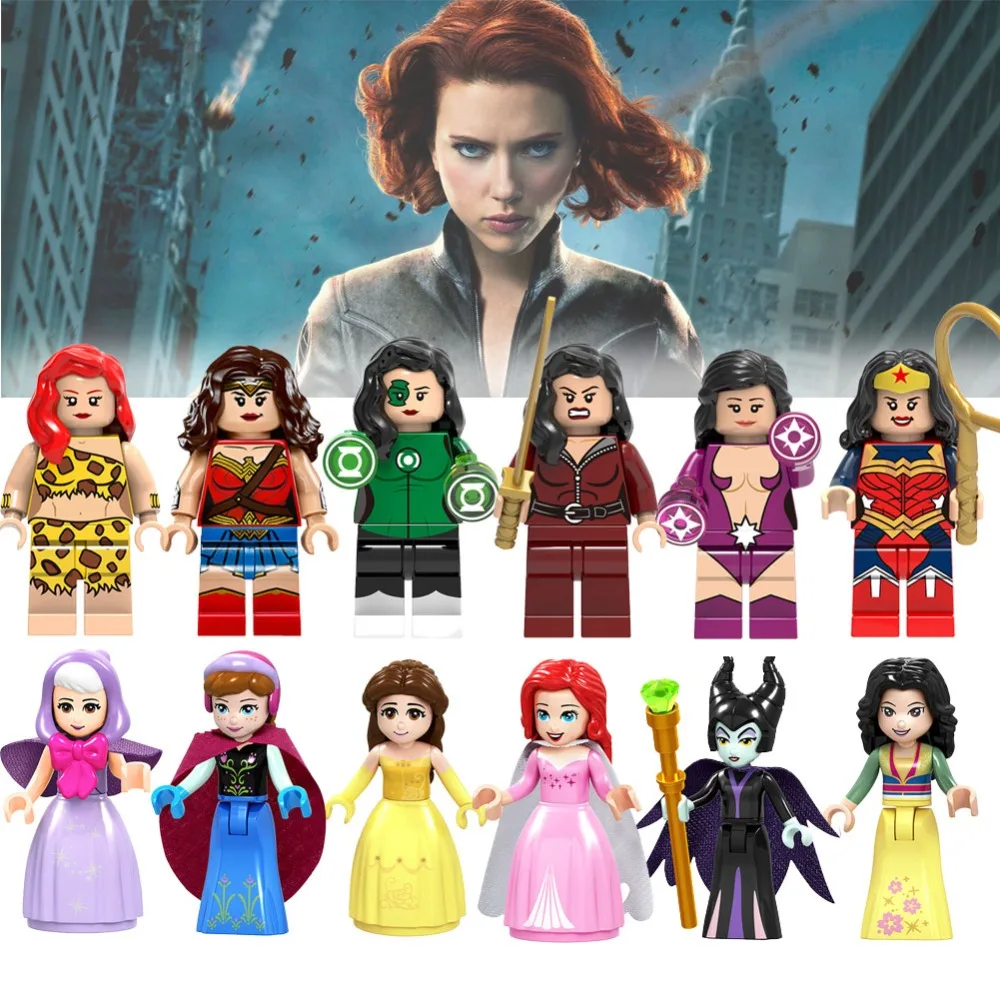 

Single Black Widow Captain America Gamora Riddler Magik Valkyrie Beast Disneyes Figures Action building blocks Princess toys