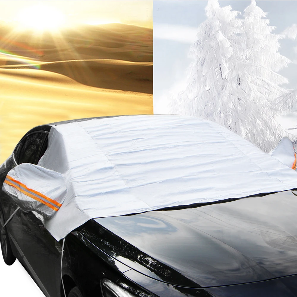 Car Windshield Snow Cover for Winter Snow Ice Frost Or Dust,Super Thicker With Velvet Windproof