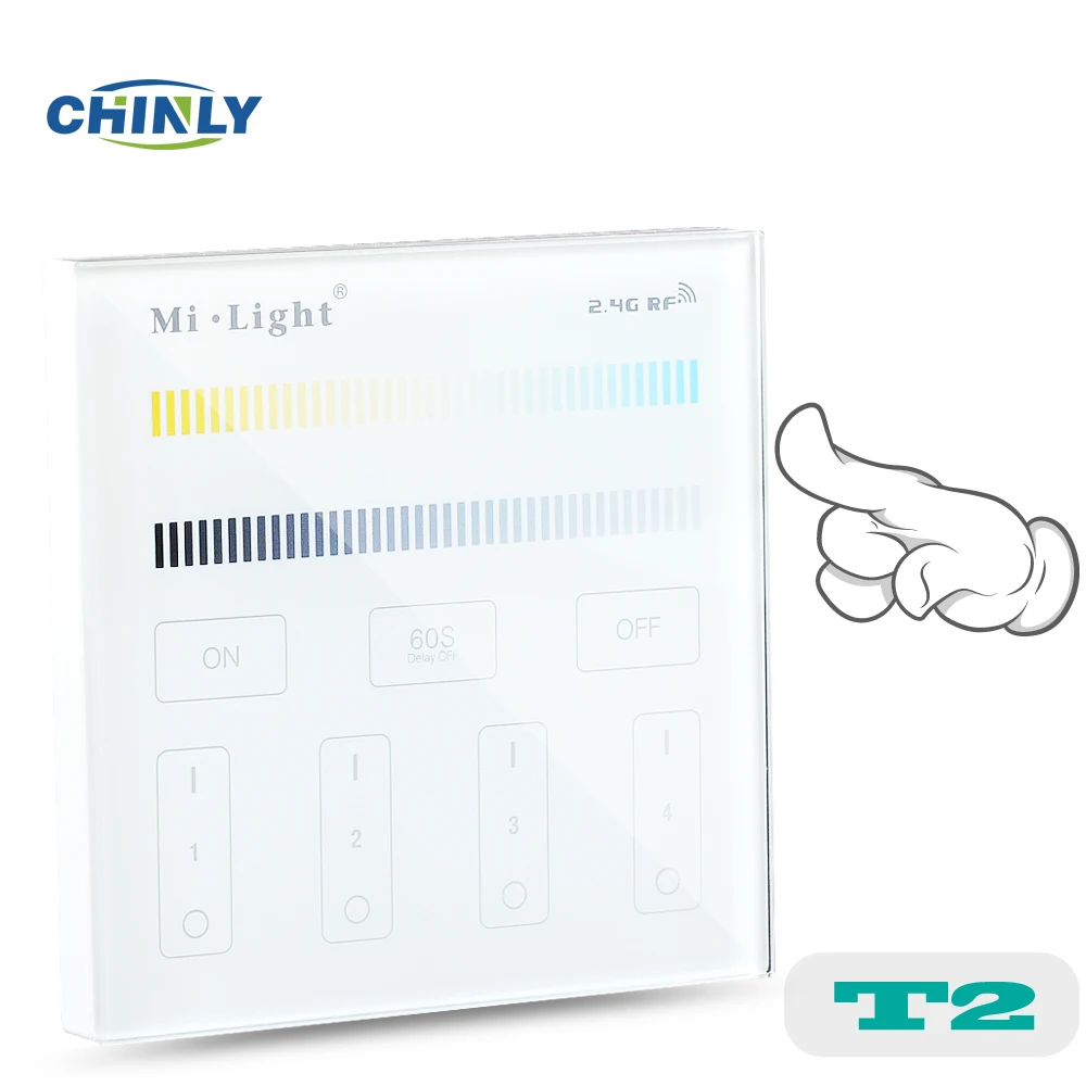 

Mi light T2 4-Zone CCT Adjust AC110/220V Wall Hanging LED Touch Switch Panel Remote Controller for MI LIGHT CCT Controller