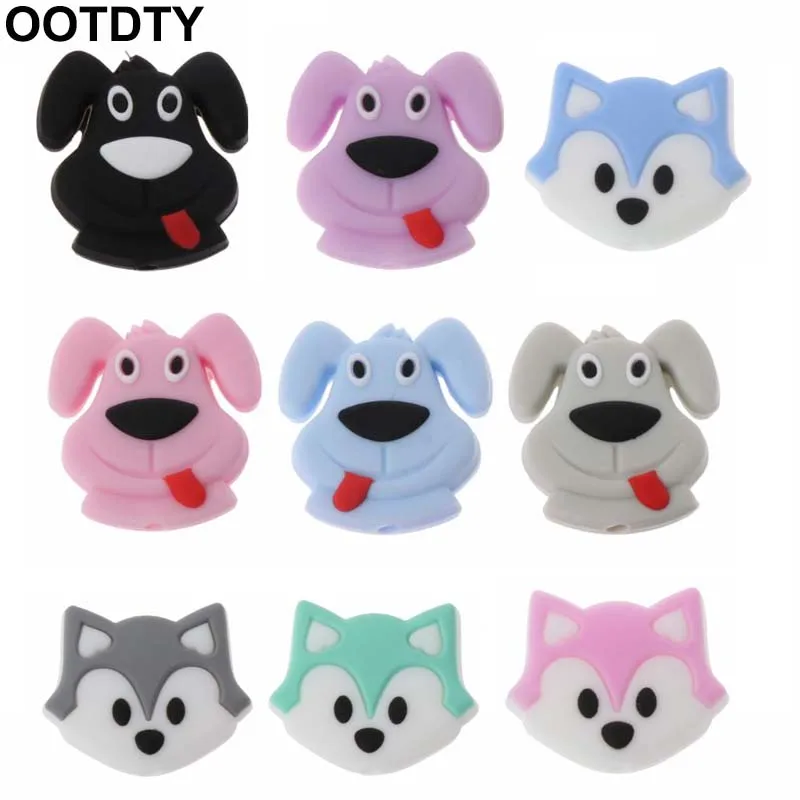 

Dog Fox Baby Teething Beads Cartoon Silicone Beads For Necklaces BPA Free Teether Toy Accessories Nursing DIY