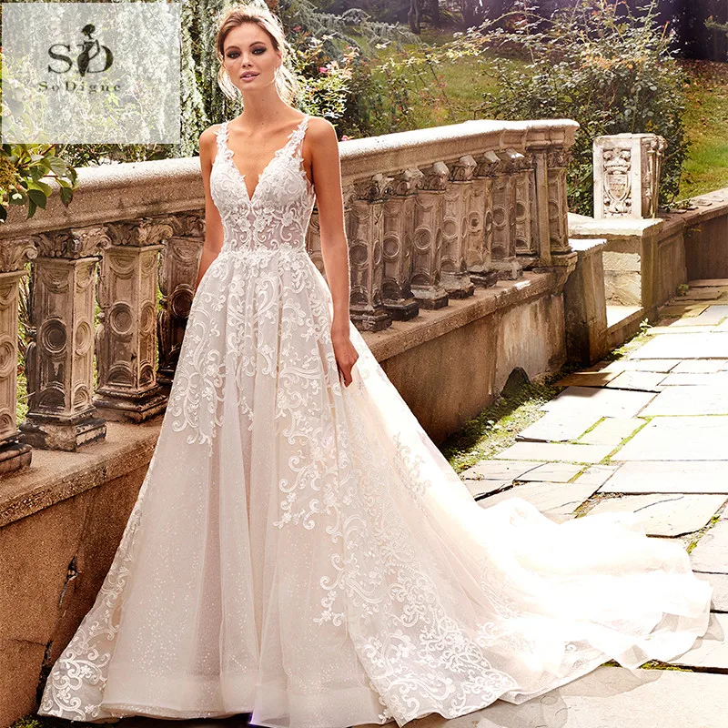eve-of-milady-a-line-lace-v-neck-wedding-dress-33945833