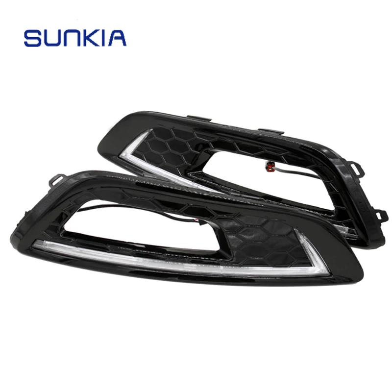 

SUNKIA LED Daytime Running light Daylight For Ford Focus 4 LED DRL 2015 2016 with Amber Turn Signal Dimmed Light