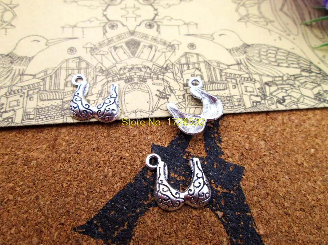 35pcs bra Charms Antique Tibetan silver 3D bra charm pendants 14x14mm