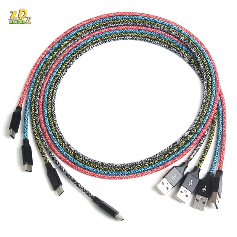 100 шт./лот 1 м/2 м/3 м Яркая Ткань Пряжа TypeC Micro 5pin 8pin Ткань Нейлон Плетеный Usb кабель для синхронизации данных зарядное устройство для мобильного телефона