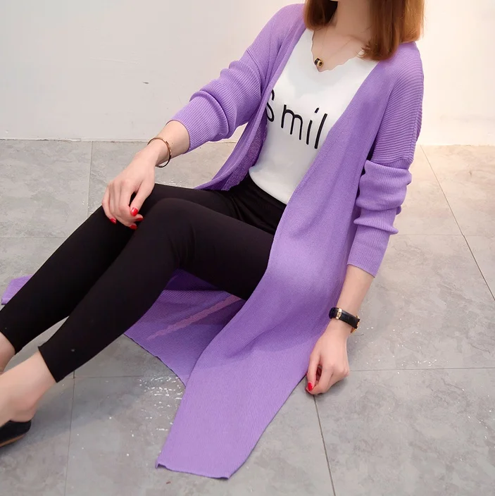 

3xl plus big size coats women spring summer style autumn 2018 feminina long-sleeved loose ice silk shawl long coats female A4747