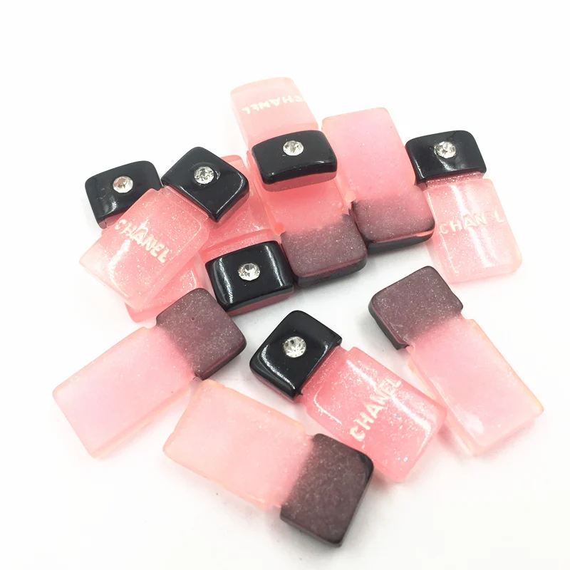 

10Pcs Pink Cameo Cabochon Decoration Perfume Bottles With Rhinestones Acrylic Flat Back Fashion Jewelry DIY Findings 27mm