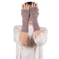 Женские перчатки с открытыми пальцами; сезон зима-осень; вязанные перчатки-митенки; открытые рукавицы; 7,10