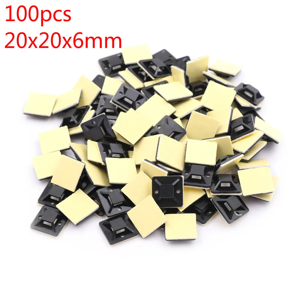 

100Pcs Self Adhesive Stick-on Mounts For Cable Ties / Routing Looms Wire & Cable Base Clamps Clip