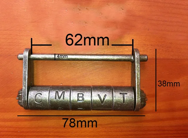 tungfull antique padlock large alphabet password lock vintage lock