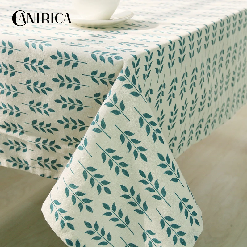 

CANIRICA Table Cloth Linen Tablecloth Nordic Kitchen Decorative Table Cloth Green Plant Manteles De Mesa Rectangular