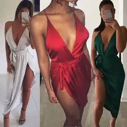 Модные женские туфли на шнуровке пояса Bodycon сексуальный рукавов Глубокий v-образным вырезом Вечеринка пикантные Для женщин s Спагетти