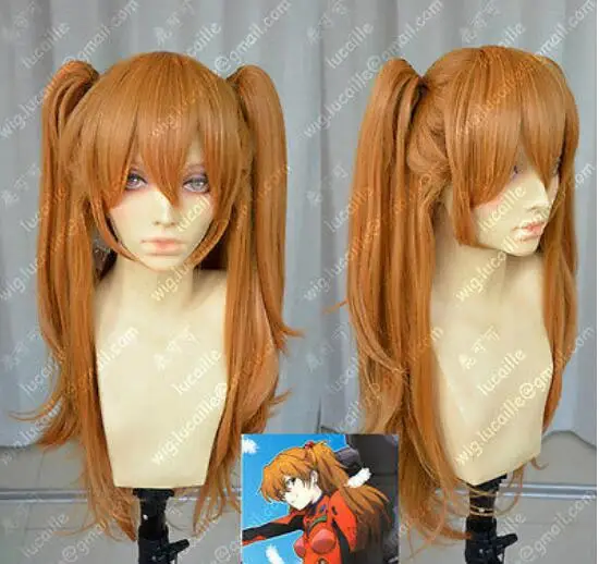 

Wig Goddess Asuka COS wig New Long Orange Brown Cosplay wigs + Double tiger clip Free Shipping