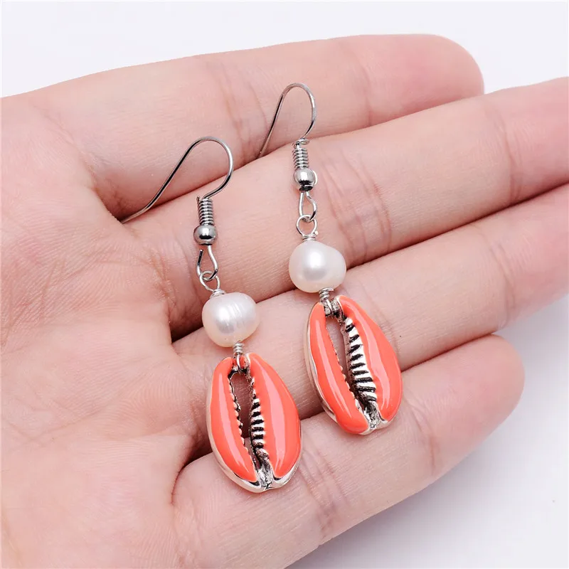 

1 pair Bohemian Natural Shell Pendant Drop Dangle Earrings Big Round Pearl Women Fashion Jewelry Exquisite Earrings Gift Accesso
