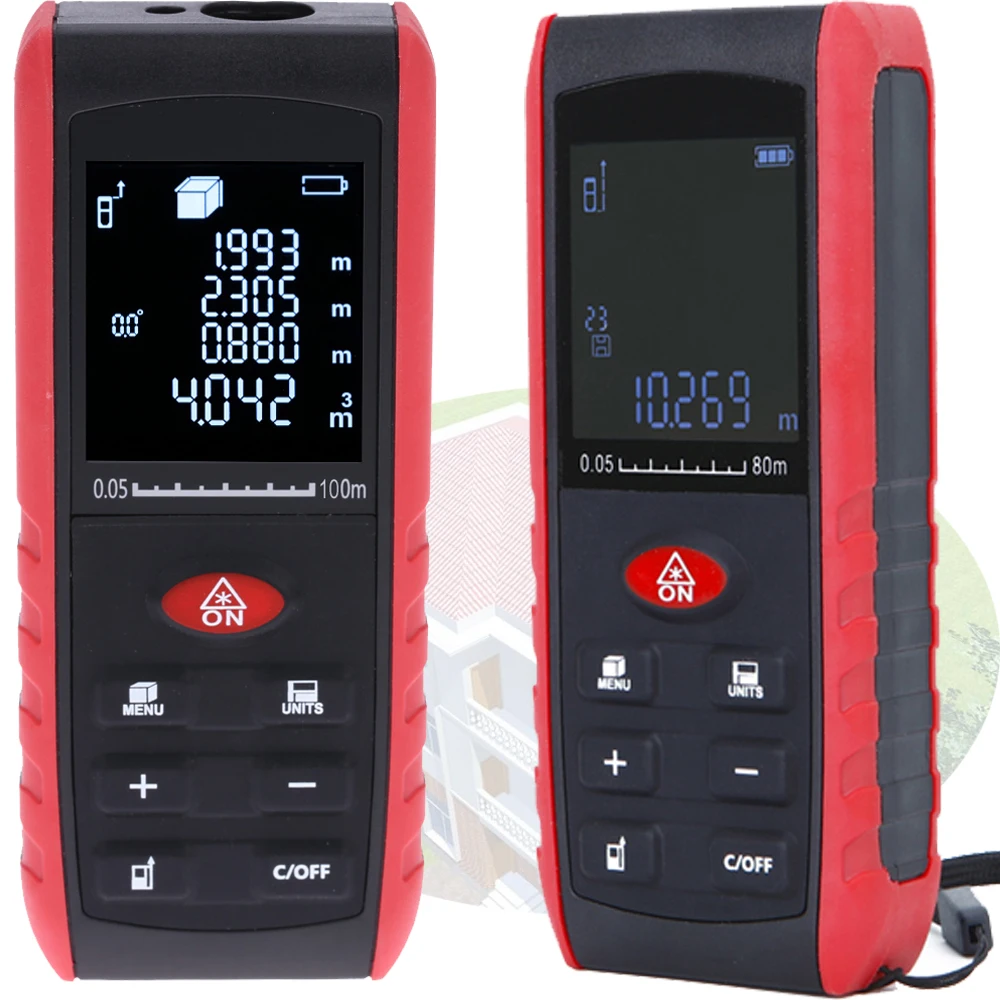 Kaufen Laser Entfernungsmesser Laser distanzmessgerät 40 Mt 60 Mt 80 Mt 100 Mt elektronische lineal Digitale maßband laser roulette werkzeuge