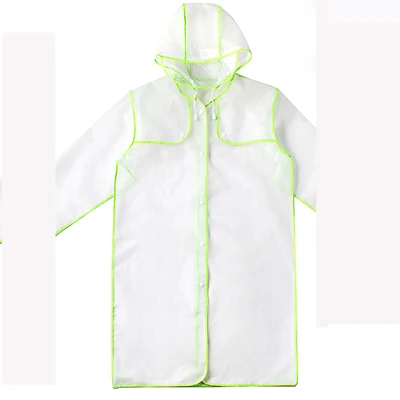 green Прозрачные плащ-женщины, мужчины, пончо от дождя, плащ-дождевик унисекс из пластика Eva, водонепроницаемый дождевик для родителей и детей, длинный плащ для взрослых - Цвет: green