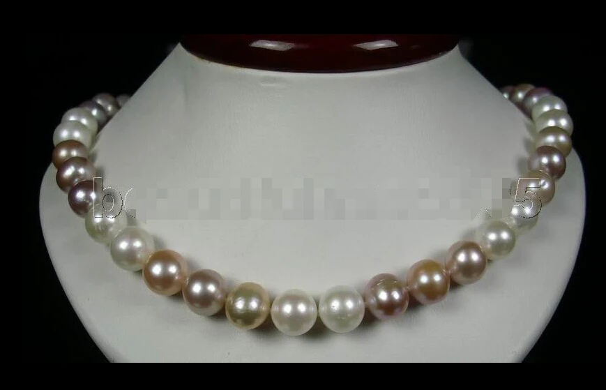 

beautiful 10-11mm mixed-color pearl necklace 14kt clasp jewelry NEW
