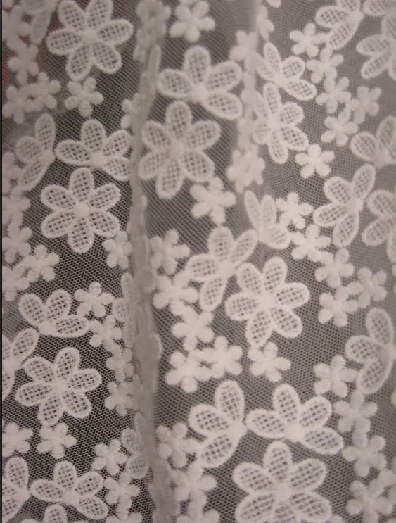

ivory lace fabric, embroidered flowers lace fabric, cotton lace fabric, bridal lace fabric