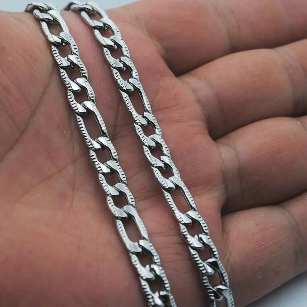

Wholesale Jewelry--(2pcs/lot) 50/60/70/80 cm Titanium steel Embossing White Long 7mm NK 3:1 Necklaces for Men Jewlery No Fade