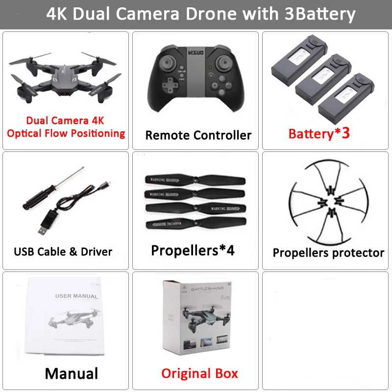 Visuo XS816 RC Drone 4K 1080P Двойная камера WIFI FPV Дроны Съемка жестов Профессиональный селфи Drone VS XS809HW XS809S E58 SG106 - Цвет: Set15 4K 3BAT BX