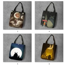 IVYYE серый большой Тоторо Мода Аниме Складная Холщовая Сумка для покупок повседневные сумки на плечо индивидуальные сумки-тоут для девушек Новые