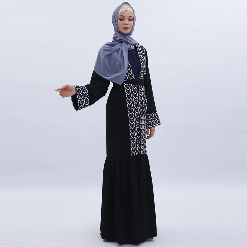 Appliques Muslim Hijab Dress Abaya Turkey Kimono Kaftan Dubai Caftan Abayas For Women Qatar Islamic Clothing Robe Femme Musulman