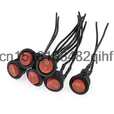 

AC 6A/250V 10A/125V SPST On/Off Red Button Round Boat Rocker Switch 6 Pcs