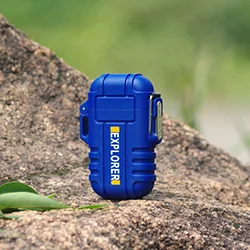 Новейший ветрозащитный водонепроницаемый двойной дуговой плазменный Луч Зажигалка USB перезаряжаемая сигарета курительные зажигалки с подарочной коробкой шнур - Цвет: Blue
