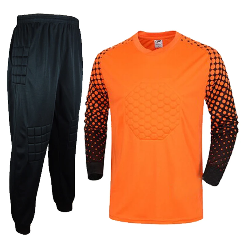 

2017 Men's Soccer Goalkeeper Jersey Sponge Protector Suit Football Training Jersey GoalKeeper Jersey Uniforms Sets