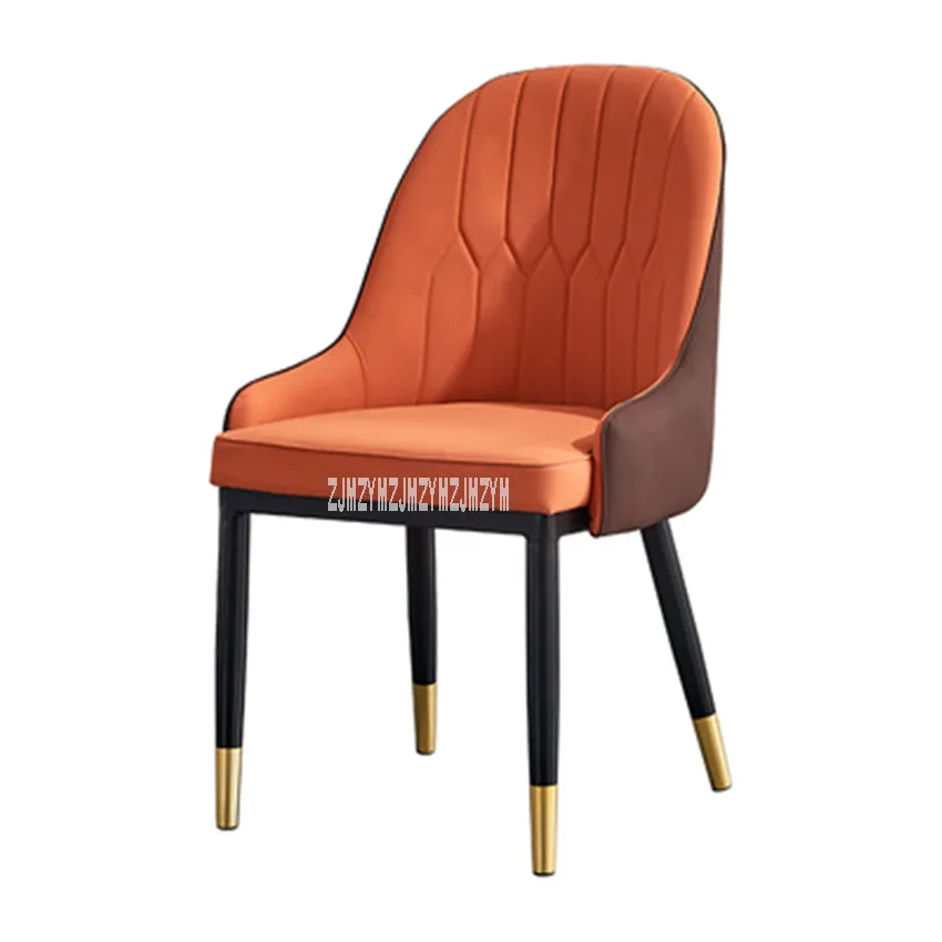 001 стул для столовой, спинка, стул для отдыха, современный Повседневный стул, простой, легкий стул, кожаный стул для переговоров, стул с железной ножкой, повседневный стул - Цвет: D