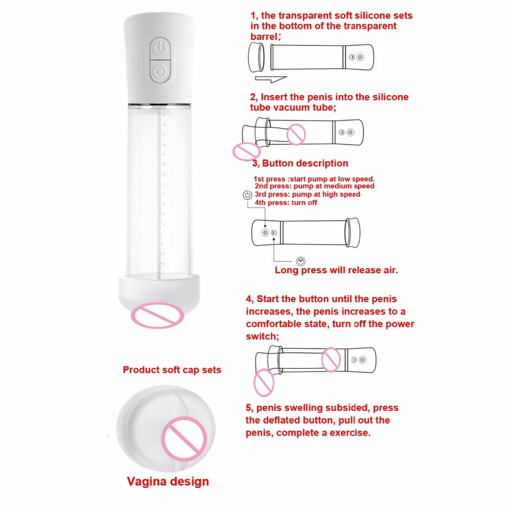 Beste Pomp Elektrische Luchtpomp Penisvergroting Cock Oefening Apparaat Zachte Siliconen Vacuüm Penis Extender Sex Machine Speeltjes voor Mannen