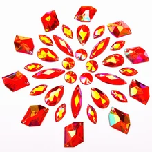 Микс форма Красный AB акриловые нашивки Стразы Швейные патчи Аппликации Камни Кристаллы для Diy Одежда украшения для свадебного платья